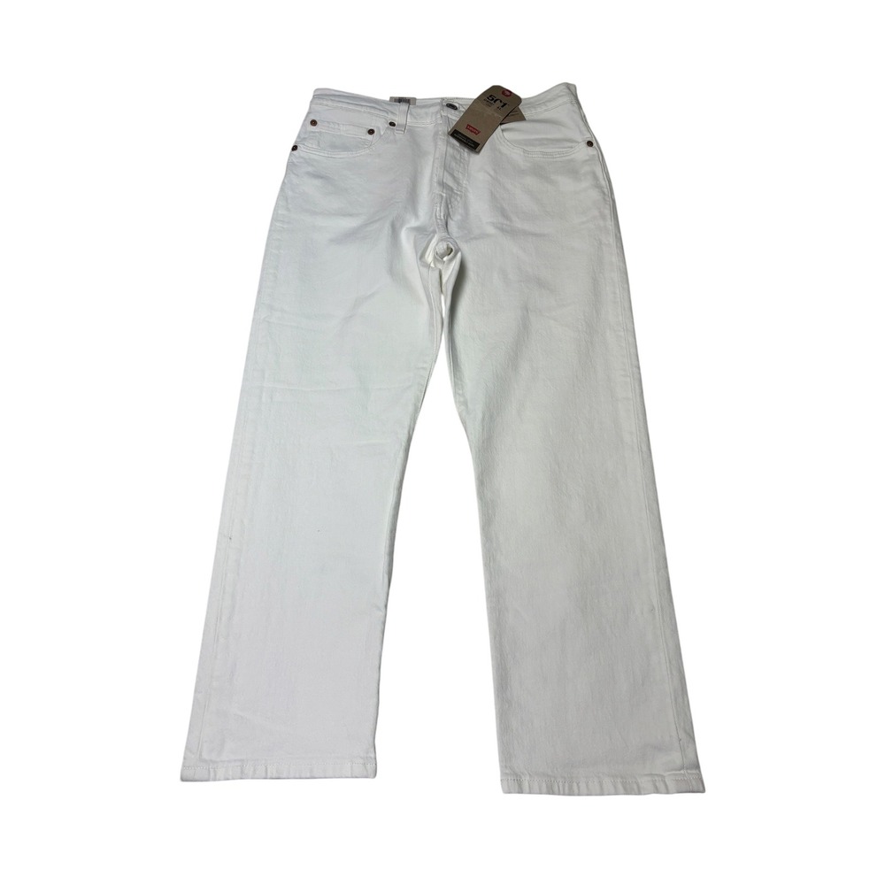 NWT Levis 501 Original Cropped White Straight Leg Jeans 30x26 Womens